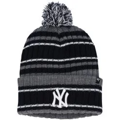 Men's New York Yankees '47 Gray/Black Rexford Cuffed Knit Hat With Pom