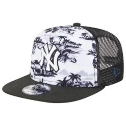 Men's New York Yankees New Era White/Black Vacay 2.0 A-Frame Trucker 9FIFTY Snapback Hat