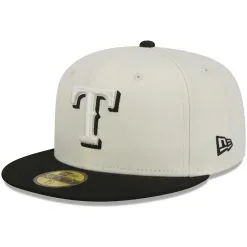Men's Texas Rangers New Era Stone/Black Chrome 59FIFTY Fitted Hat