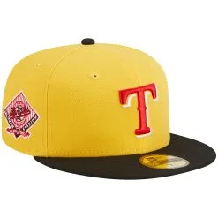 Men's Texas Rangers New Era Yellow/Black Grilled 59FIFTY Fitted Hat