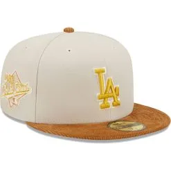 Men's Los Angeles Dodgers New Era Cream/Brown Corduroy Visor 59FIFTY Fitted Hat