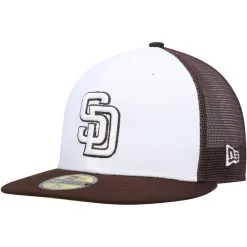 Men's San Diego Padres New Era White/Brown 2023 On-Field Batting Practice 59FIFTY Fitted Hat