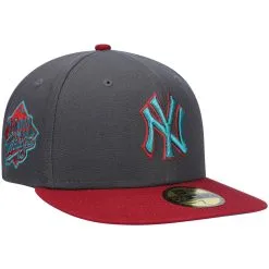 Men's New York Yankees New Era Graphite/Cardinal 1999 World Series Titlewave 59FIFTY Fitted Hat