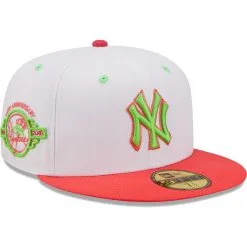 Men's New York Yankees New Era White/Coral 100th Anniversary Strawberry Lolli 59FIFTY Fitted Hat