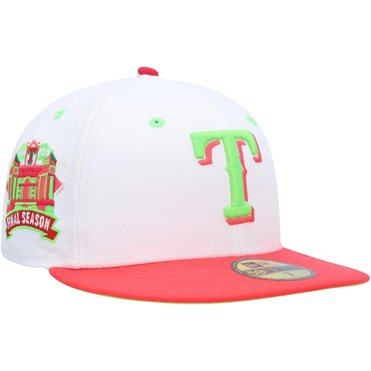 Men's Texas Rangers New Era White/Coral Globe Life Park Final Season Strawberry Lolli 59FIFTY Fitted Hat 3 Men's Texas Rangers New Era White/Coral Globe Life Park Final Season Strawberry Lolli 59FIFTY Fitted Hat