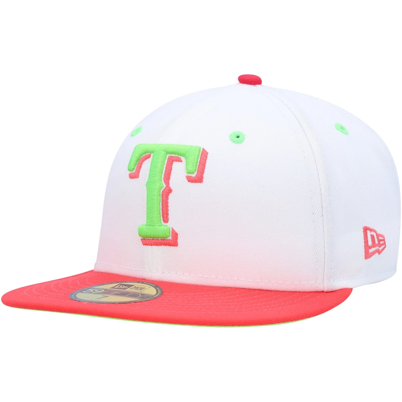 Men's Texas Rangers New Era White/Coral Globe Life Park Final Season Strawberry Lolli 59FIFTY Fitted Hat 5 Men's Texas Rangers New Era White/Coral Globe Life Park Final Season Strawberry Lolli 59FIFTY Fitted Hat - Image 3