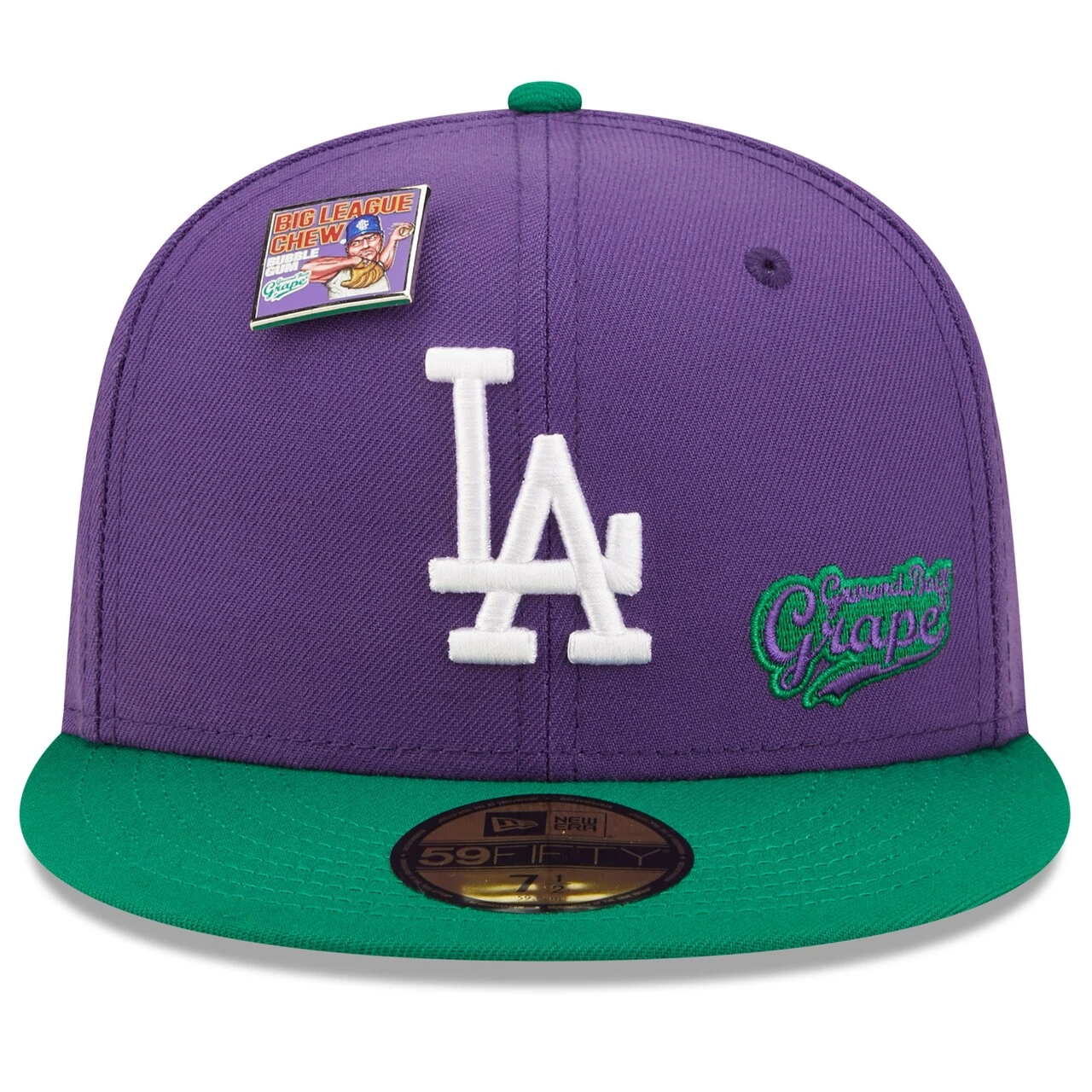 New Era X Big League Chew Men's Los Angeles Dodgers New Era Purple/Green MLB X Big League Chew Ground Ball Grape Flavor Pack 59FIFTY Fitted Hat 4 New Era X Big League Chew Men's Los Angeles Dodgers New Era Purple/Green MLB X Big League Chew Ground Ball Grape Flavor Pack 59FIFTY Fitted Hat - Image 2