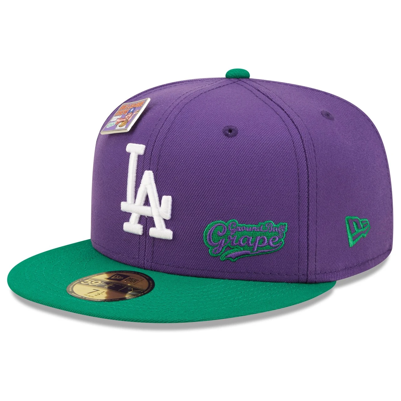 New Era X Big League Chew Men's Los Angeles Dodgers New Era Purple/Green MLB X Big League Chew Ground Ball Grape Flavor Pack 59FIFTY Fitted Hat 5 New Era X Big League Chew Men's Los Angeles Dodgers New Era Purple/Green MLB X Big League Chew Ground Ball Grape Flavor Pack 59FIFTY Fitted Hat - Image 3