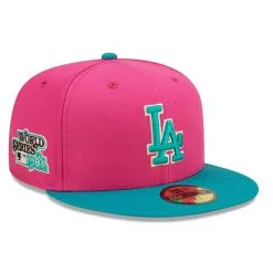 Men's Los Angeles Dodgers New Era Pink/Green Cooperstown Collection 1981 World Series Passion Forest 59FIFTY Fitted Hat
