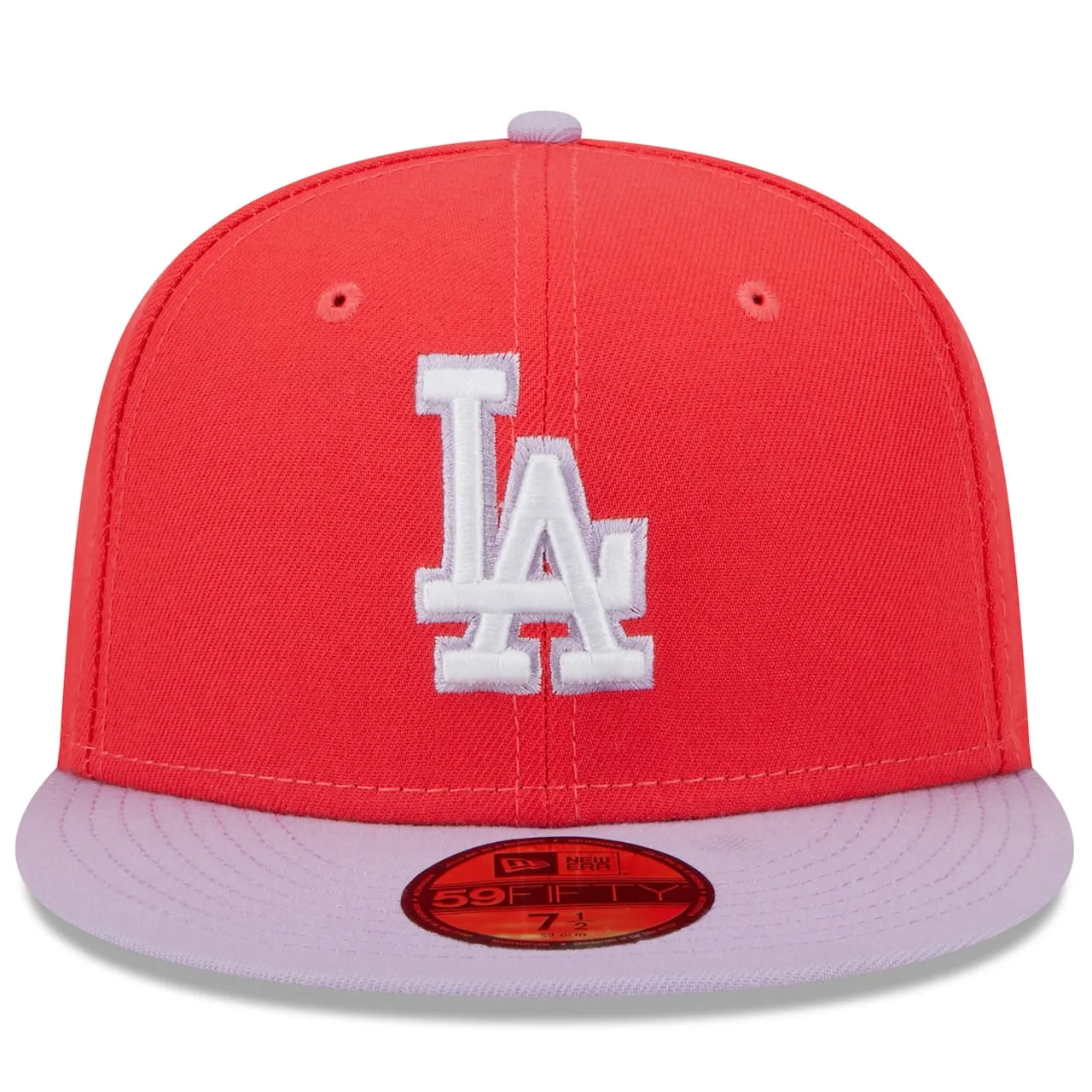 Men's Los Angeles Dodgers New Era Red/Lavender Spring Color Two-Tone 59FIFTY Fitted Hat 4 Men's Los Angeles Dodgers New Era Red/Lavender Spring Color Two-Tone 59FIFTY Fitted Hat - Image 2