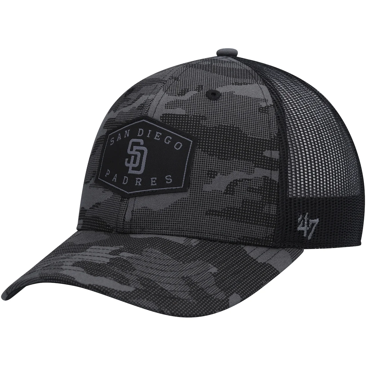 Men's San Diego Padres '47 Charcoal Tonal Camo Convoy Trucker Snapback Hat 3 Men's San Diego Padres '47 Charcoal Tonal Camo Convoy Trucker Snapback Hat