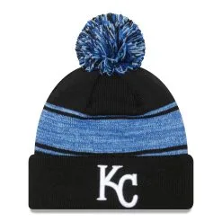 Men's Kansas City Royals New Era Black Chilled Cuffed Knit Hat With Pom