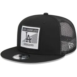 Men's Los Angeles Dodgers New Era Black Scratch Squared Trucker 9FIFTY Snapback Hat