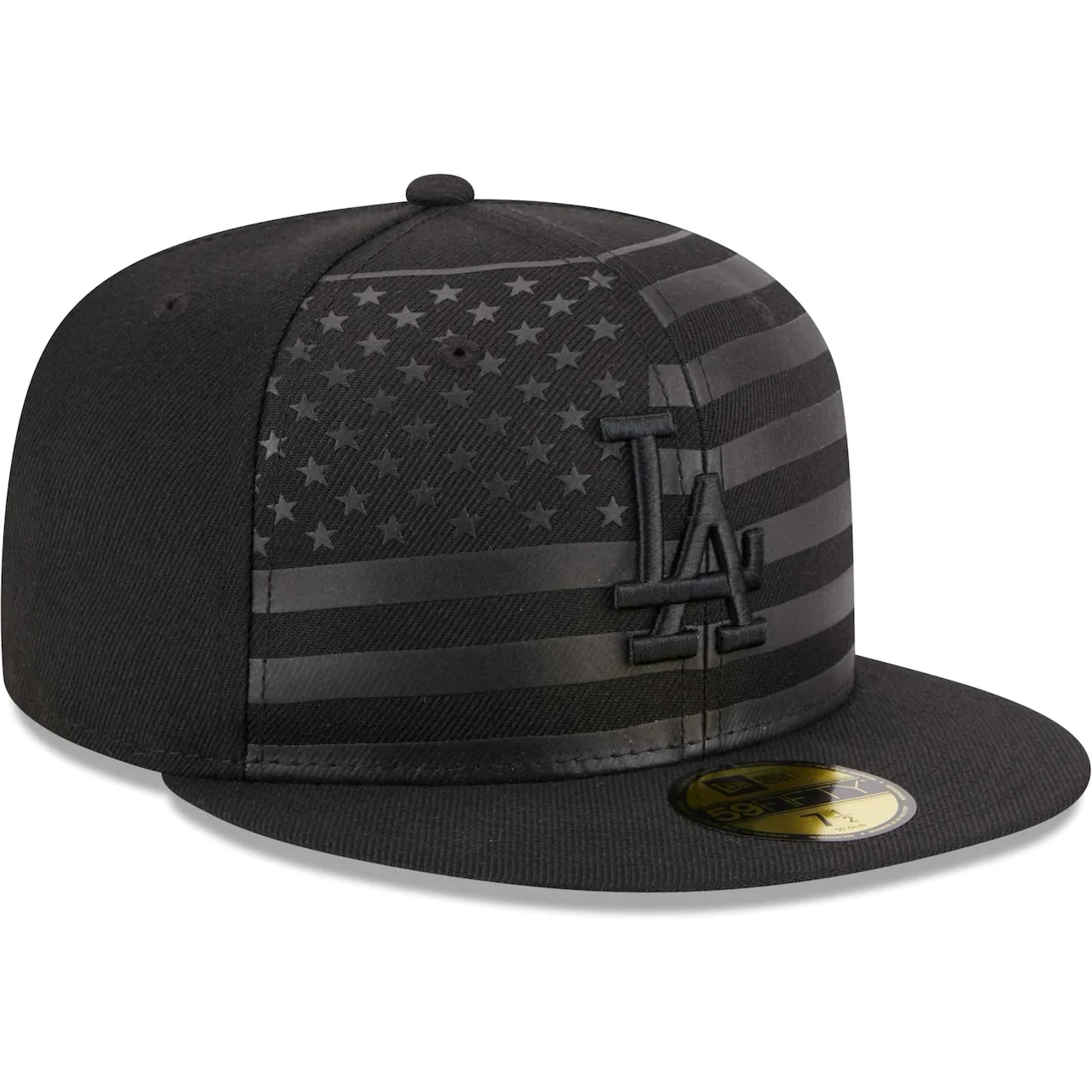 Men's Los Angeles Dodgers New Era Black Tonal Flag 59FIFTY Fitted Hat 5 Men's Los Angeles Dodgers New Era Black Tonal Flag 59FIFTY Fitted Hat - Image 3