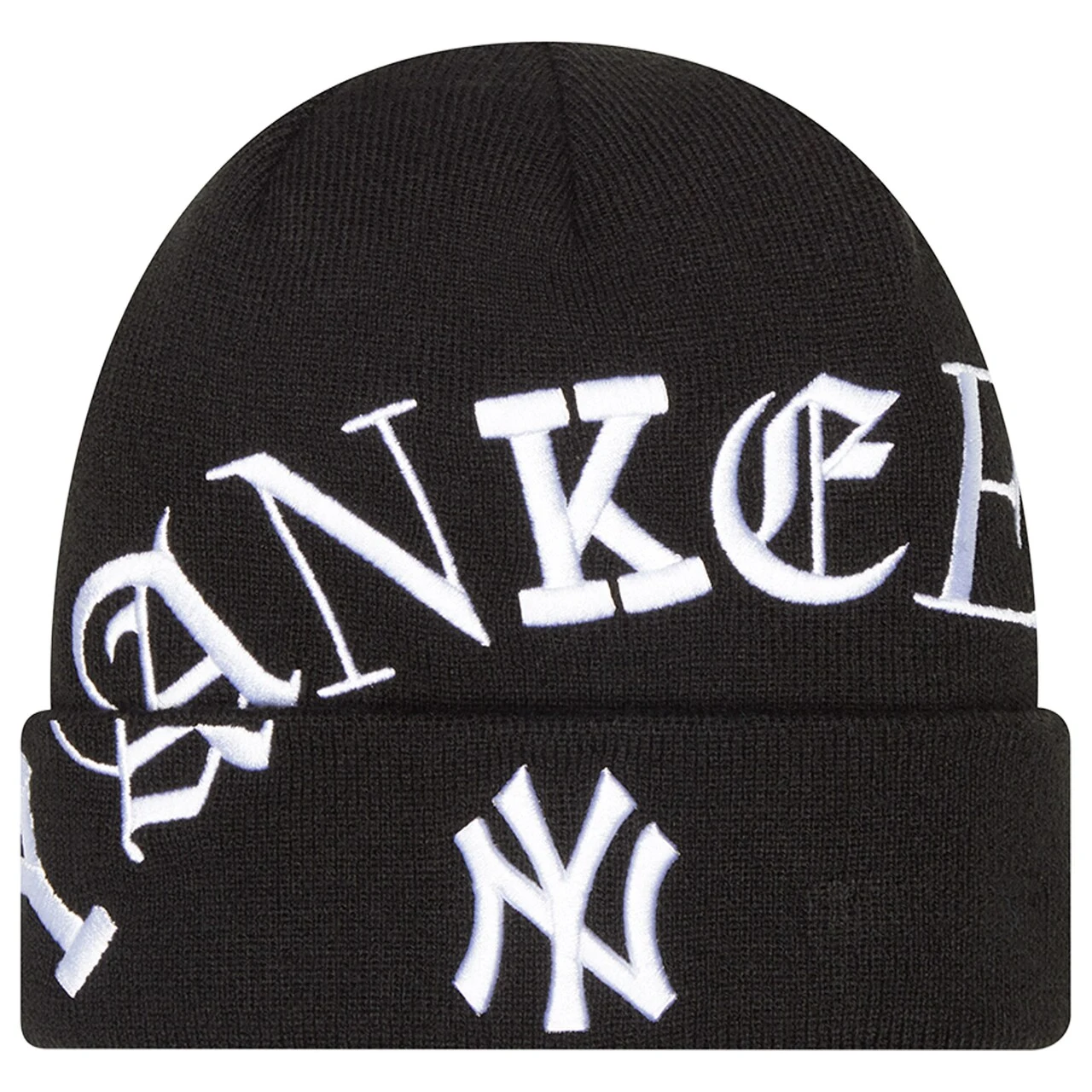 Men's New York Yankees New Era Black Old English Letter Cuffed Knit Hat 3 Men's New York Yankees New Era Black Old English Letter Cuffed Knit Hat