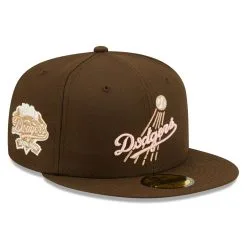Men's Los Angeles Dodgers New Era Brown 100th Anniversary Pink Undervisor 59FIFTY Fitted Hat