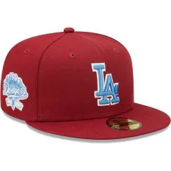 Men's Los Angeles Dodgers New Era Cardinal 100th Anniversary Air Force Blue Undervisor 59FIFTY Fitted Hat