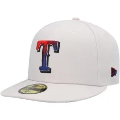 Men's Texas Rangers New Era Khaki Stone Dim Undervisor 59FIFTY Fitted Hat