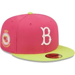 Men's Brooklyn Dodgers New Era Pink 1955 World Series Champions Beetroot Cyber 59FIFTY Fitted Hat