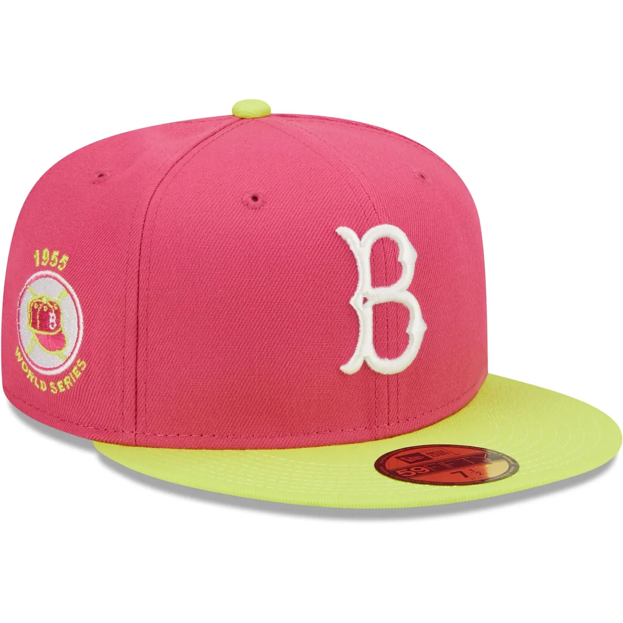 Men's Brooklyn Dodgers New Era Pink 1955 World Series Champions Beetroot Cyber 59FIFTY Fitted Hat 3 Men's Brooklyn Dodgers New Era Pink 1955 World Series Champions Beetroot Cyber 59FIFTY Fitted Hat