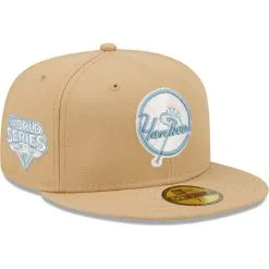 Men's New York Yankees New Era Tan 2009 World Series Sky Blue Undervisor 59FIFTY Fitted Hat