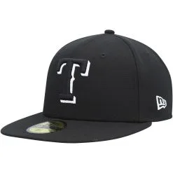 Men's Texas Rangers New Era Black On Black Dub 59FIFTY Fitted Hat