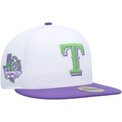 Men's Texas Rangers New Era White 40th Anniversary Side Patch 59FIFTY Fitted Hat
