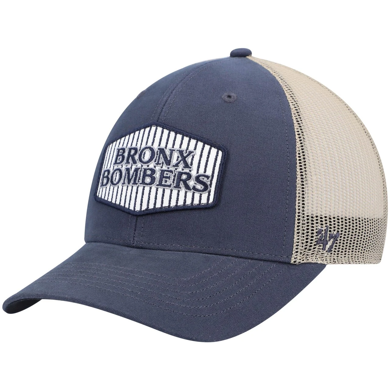 Men's New York Yankees '47 Navy/Natural Bronx Bombers Local Haven Trucker Snapback Hat 3 Men's New York Yankees '47 Navy/Natural Bronx Bombers Local Haven Trucker Snapback Hat