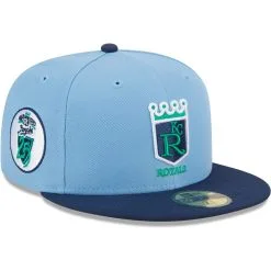 Men's Kansas City Royals New Era Light Blue/Navy Green Undervisor 59FIFTY Fitted Hat
