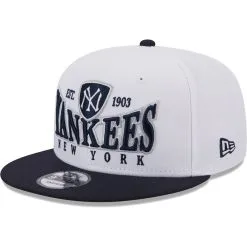 Men's New York Yankees New Era White/Navy Crest 9FIFTY Snapback Hat
