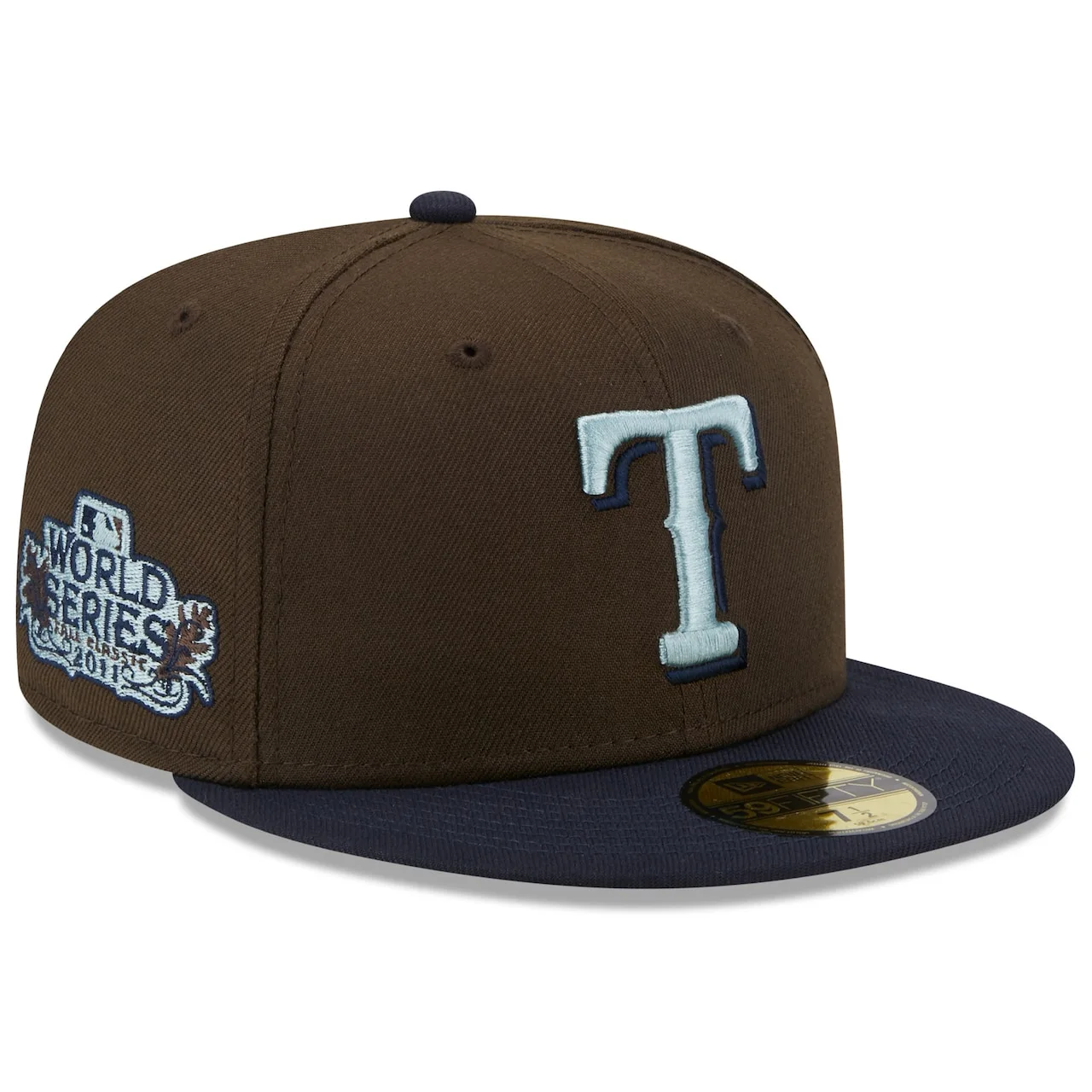Men's Texas Rangers New Era Brown/Navy 2011 World Series Walnut 9FIFTY Fitted Hat 3 Men's Texas Rangers New Era Brown/Navy 2011 World Series Walnut 9FIFTY Fitted Hat