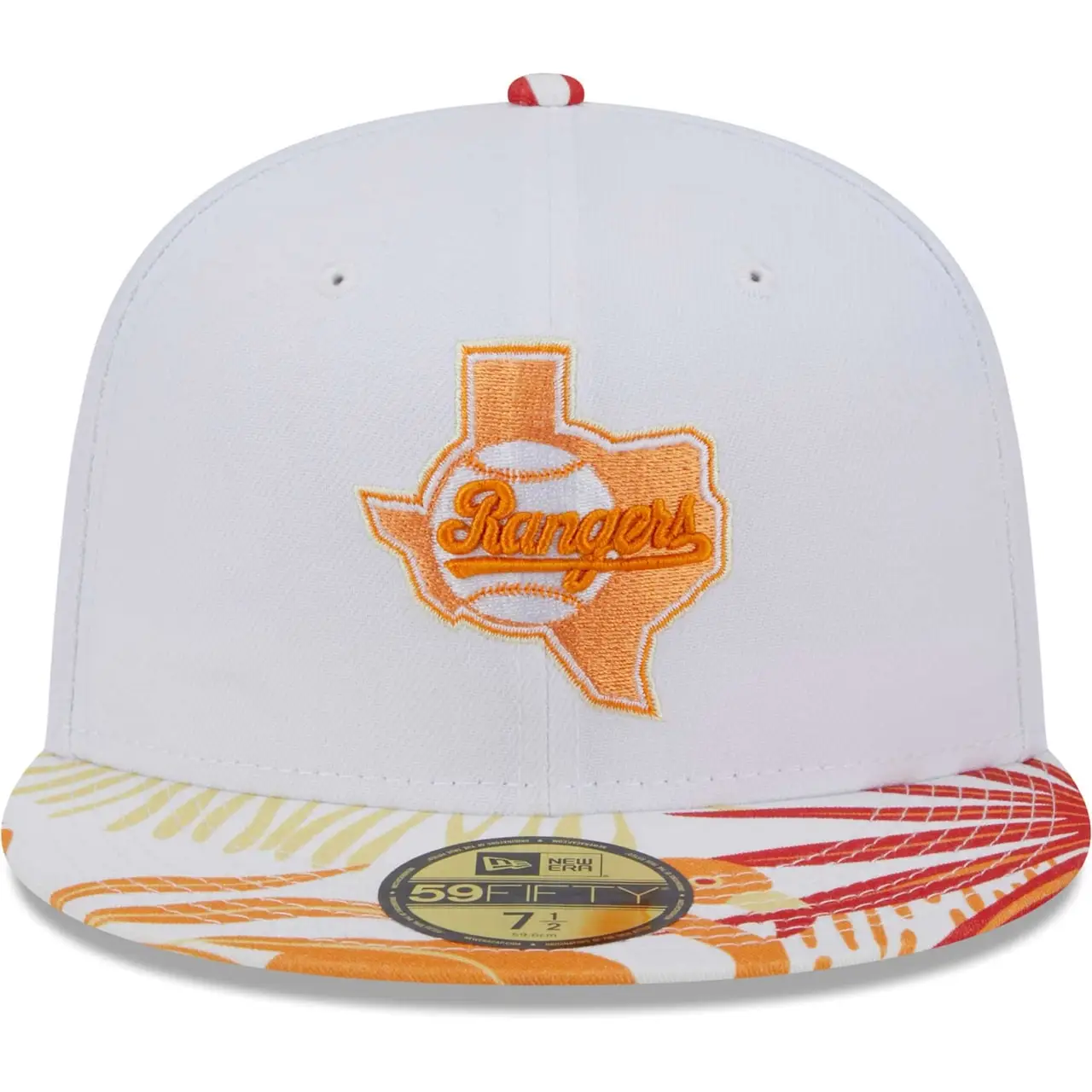 Men's Texas Rangers New Era White/Orange Flamingo 59FIFTY Fitted Hat 4 Men's Texas Rangers New Era White/Orange Flamingo 59FIFTY Fitted Hat - Image 2