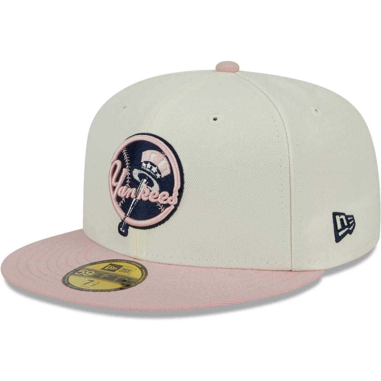 Men's New York Yankees New Era White/Pink Chrome Rogue 59FIFTY Fitted Hat 5 Men's New York Yankees New Era White/Pink Chrome Rogue 59FIFTY Fitted Hat - Image 3
