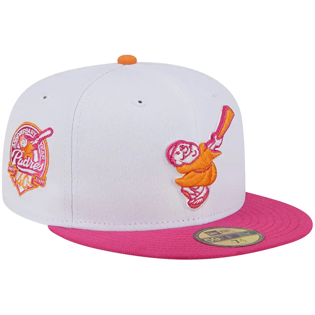 Men's San Diego Padres New Era White/Pink 40th Team Anniversary 59FIFTY Fitted Hat 3 Men's San Diego Padres New Era White/Pink 40th Team Anniversary 59FIFTY Fitted Hat
