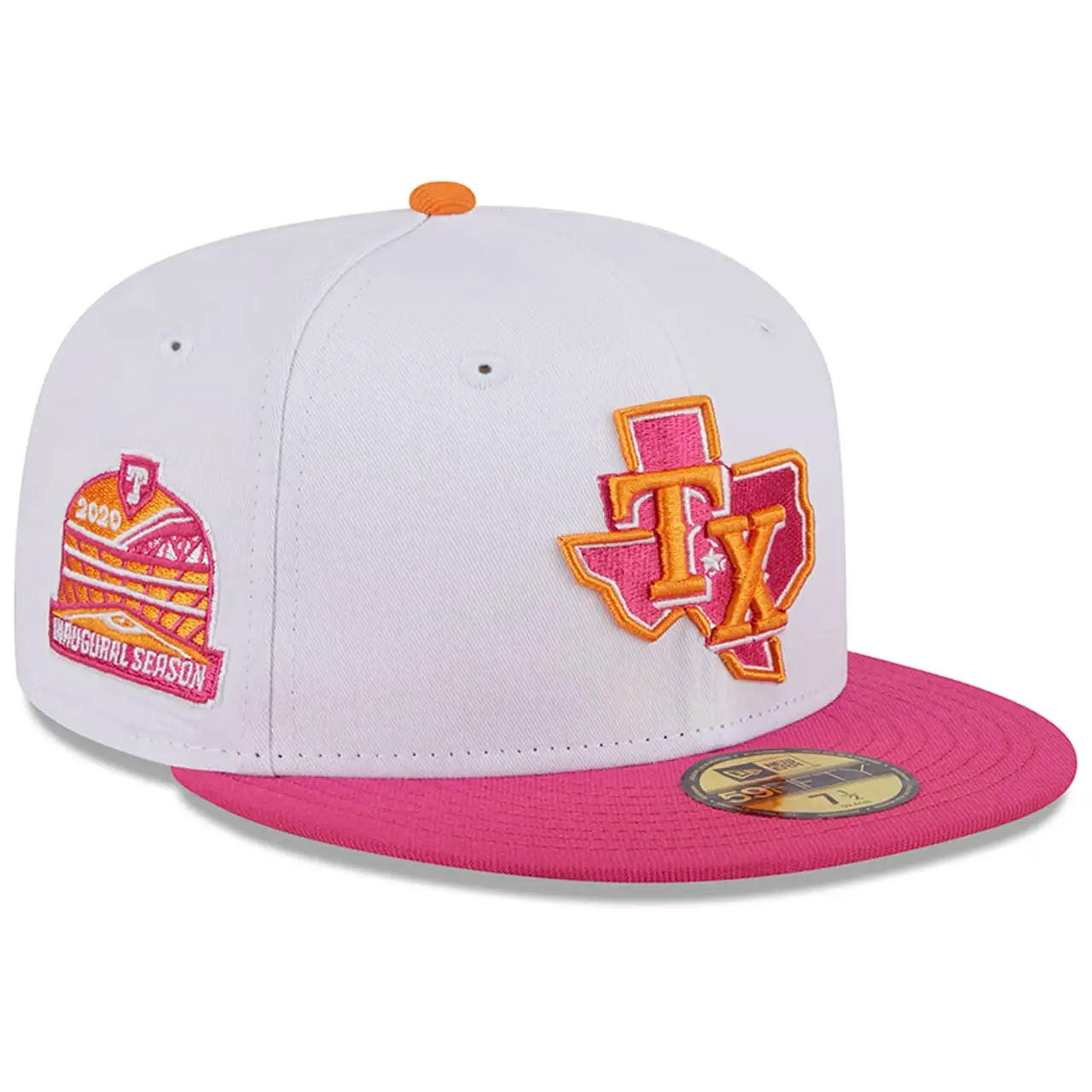 Men's Texas Rangers New Era White/Pink Globe Life Field Inaugural Season 59FIFTY Fitted Hat 3 Men's Texas Rangers New Era White/Pink Globe Life Field Inaugural Season 59FIFTY Fitted Hat