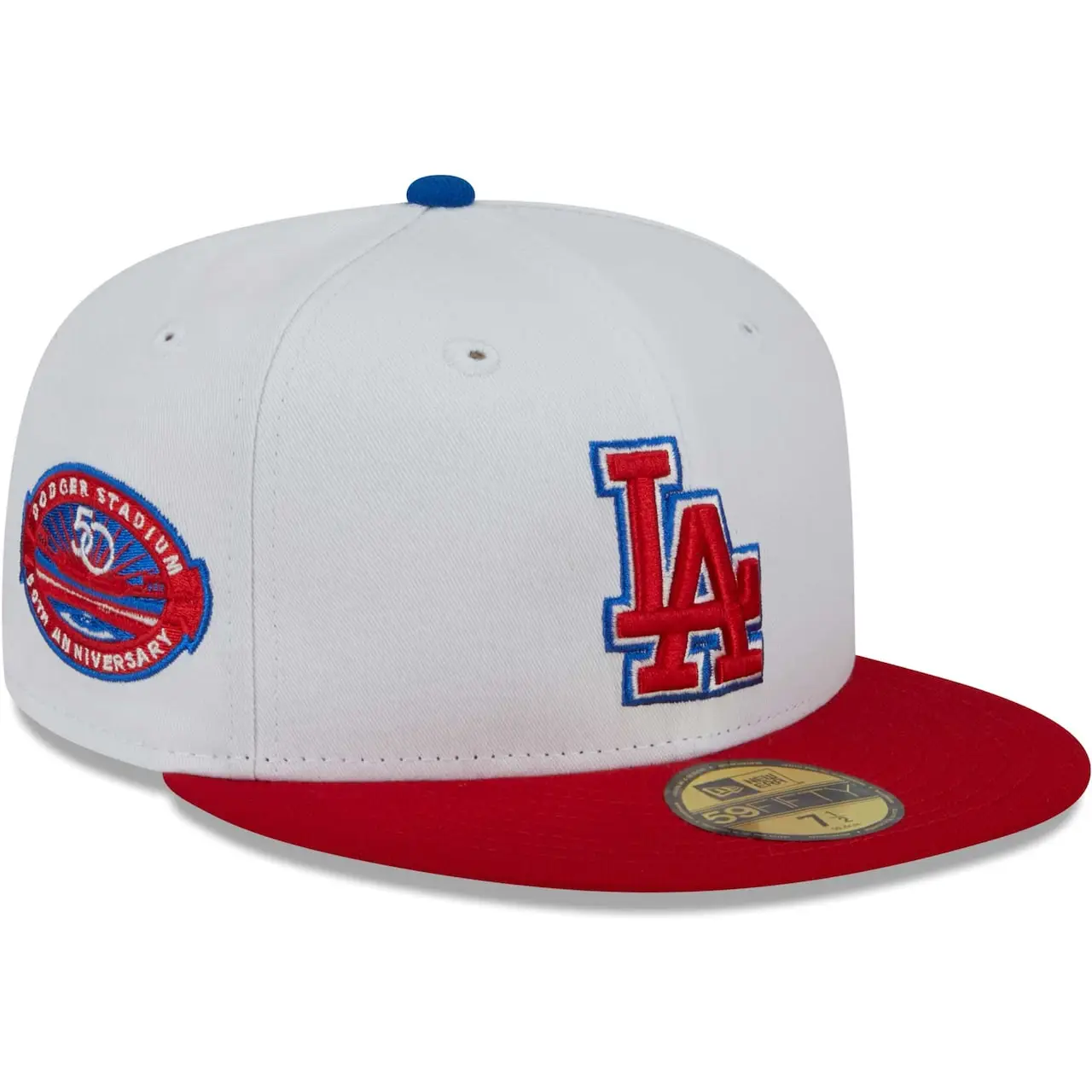 Men's Los Angeles Dodgers New Era White/Red Undervisor 59FIFTY Fitted Hat 3 Men's Los Angeles Dodgers New Era White/Red Undervisor 59FIFTY Fitted Hat
