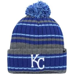Men's Kansas City Royals '47 Gray/Royal Rexford Cuffed Knit Hat With Pom