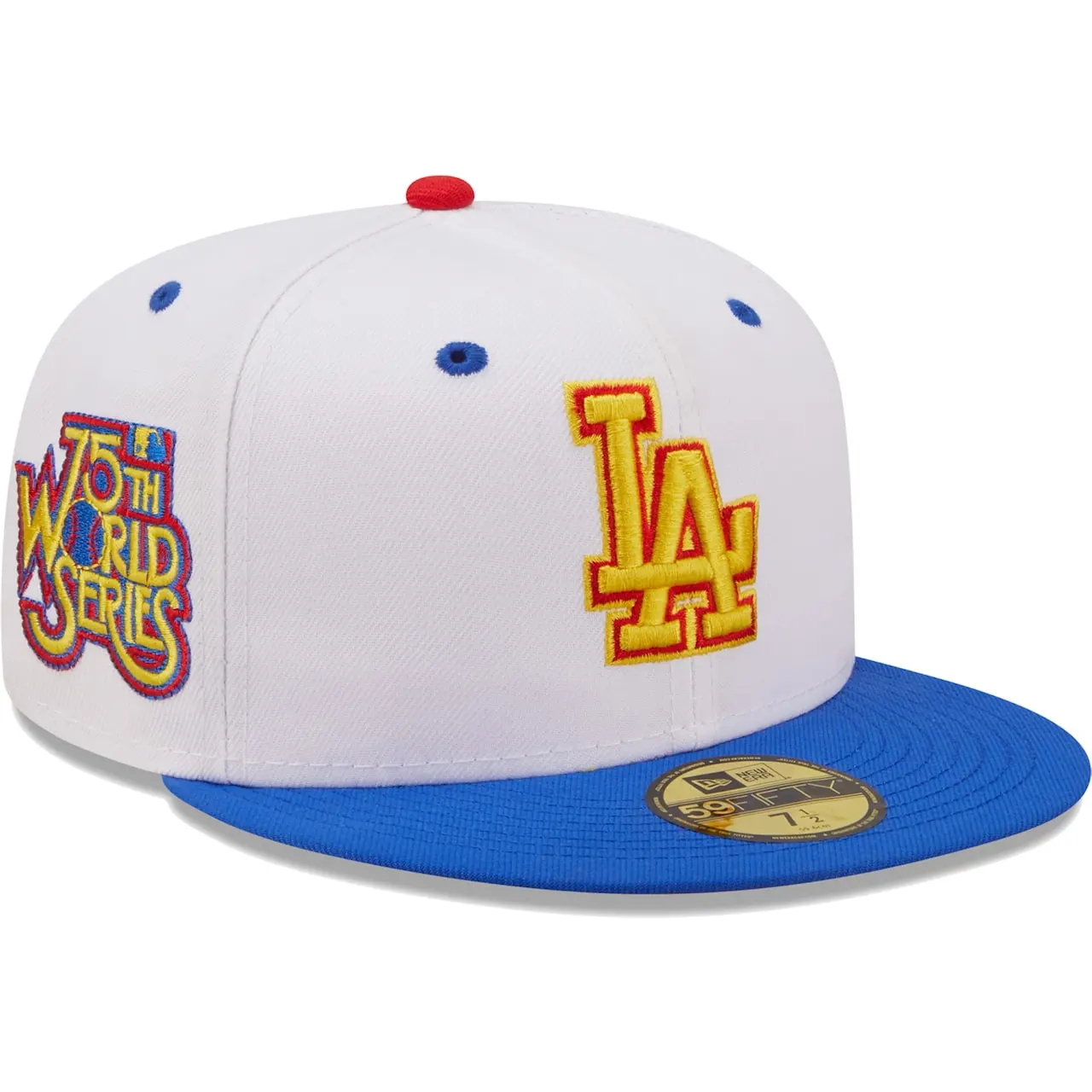 Men's Los Angeles Dodgers New Era White/Royal 75th World Series Cherry Lolli 59FIFTY Fitted Hat 3 Men's Los Angeles Dodgers New Era White/Royal 75th World Series Cherry Lolli 59FIFTY Fitted Hat