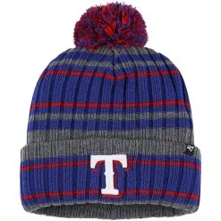 Men's Texas Rangers '47 Gray/Royal Rexford Cuffed Knit Hat With Pom