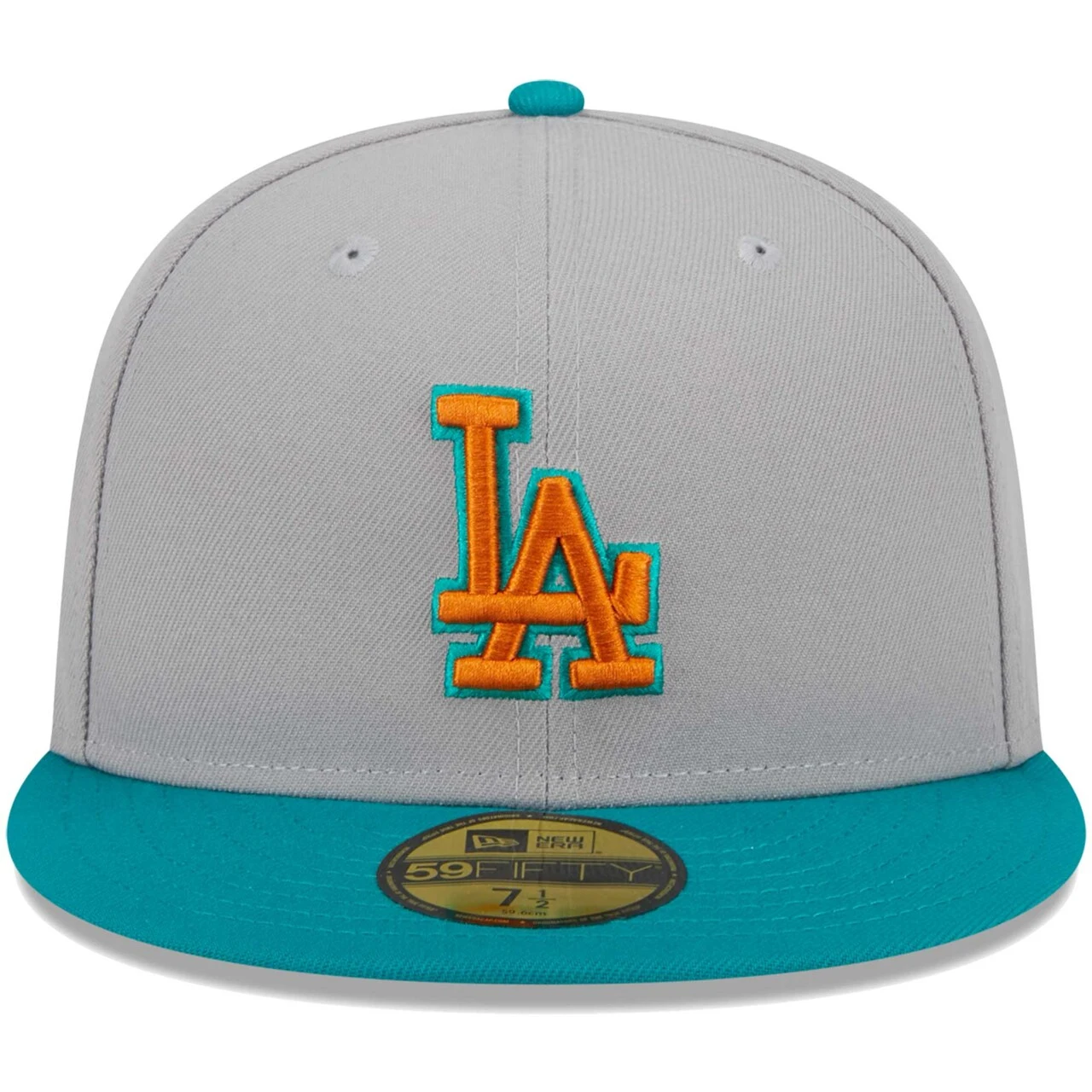 Men's Los Angeles Dodgers New Era Gray/Teal 59FIFTY Fitted Hat 4 Men's Los Angeles Dodgers New Era Gray/Teal 59FIFTY Fitted Hat - Image 2