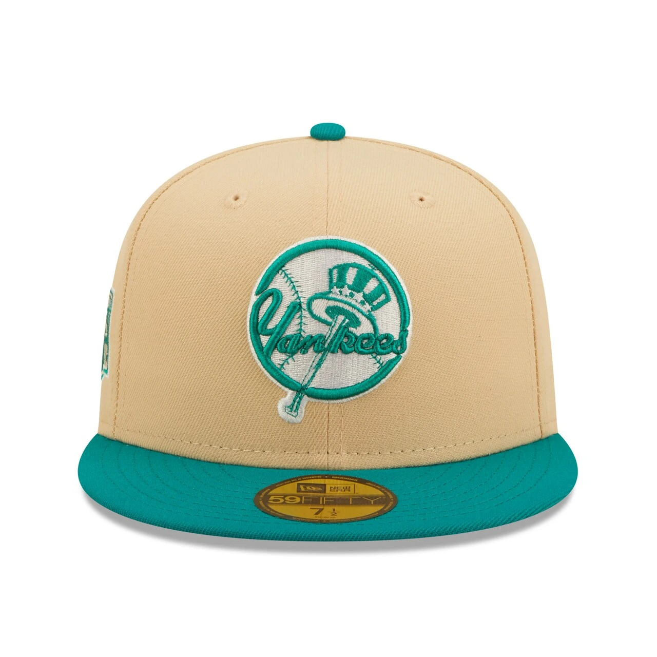 Men's New York Yankees New Era Natural/Teal Mango Forest 59FIFTY Fitted Hat 4 Men's New York Yankees New Era Natural/Teal Mango Forest 59FIFTY Fitted Hat - Image 2