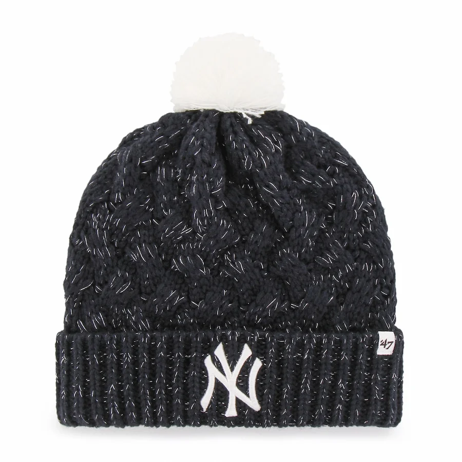 Women's New York Yankees '47 Navy Knit Cuffed Hat With Pom 3 Women's New York Yankees '47 Navy Knit Cuffed Hat With Pom