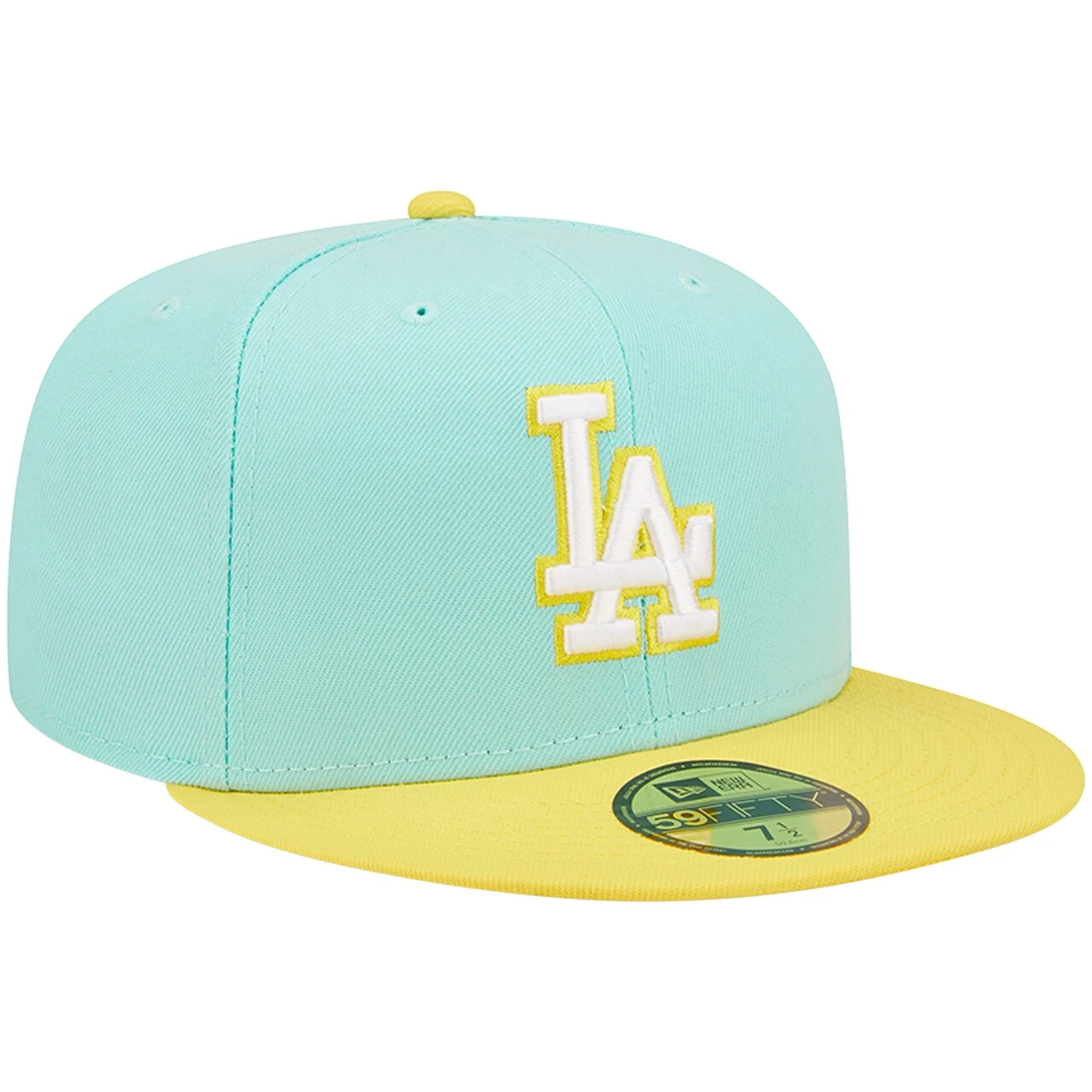 Men's Los Angeles Dodgers New Era Turquoise/Yellow Spring Color Pack Two-Tone 59FIFTY Fitted Hat 5 Men's Los Angeles Dodgers New Era Turquoise/Yellow Spring Color Pack Two-Tone 59FIFTY Fitted Hat - Image 3